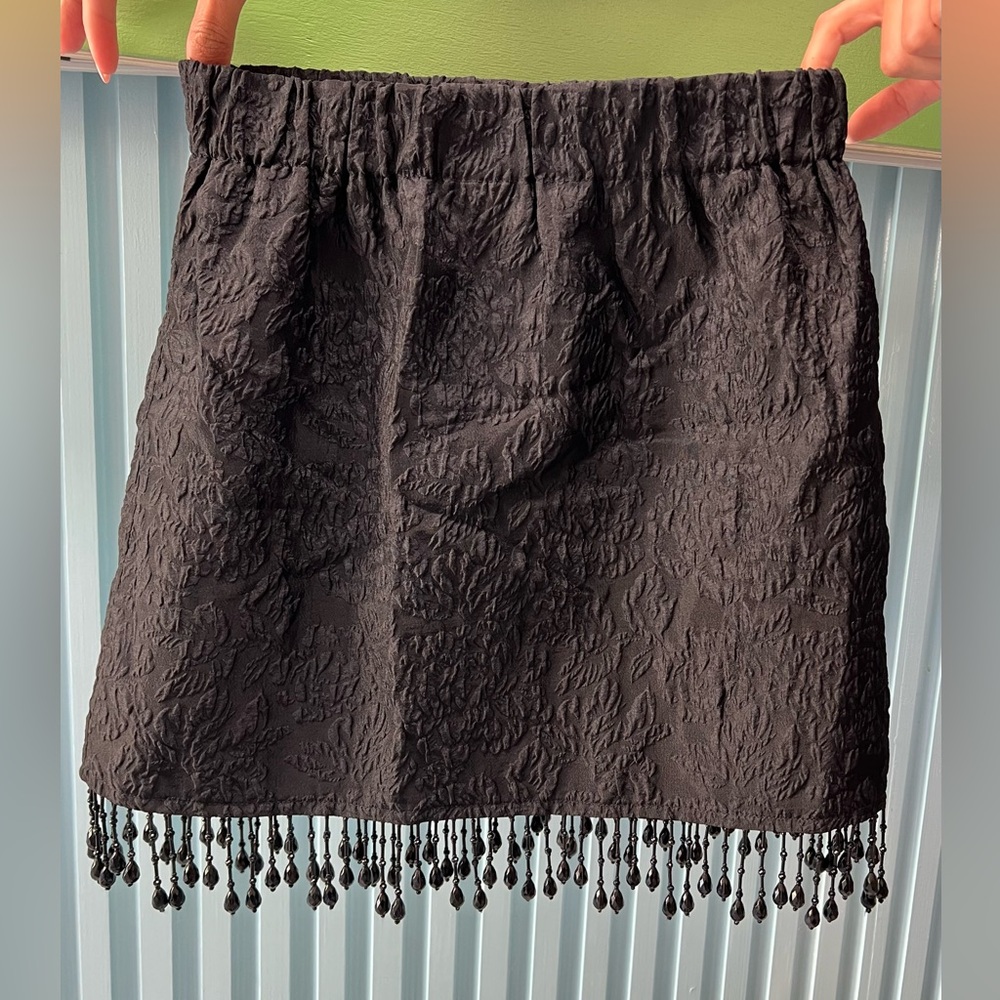 GANNI-Bead-embellished cloqué mini skirt
